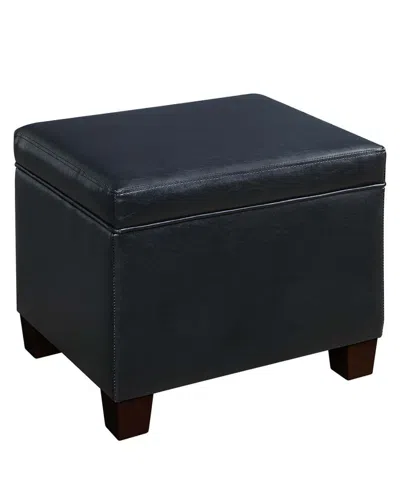 Convenience Concepts 21.75" Faux Leather Madison Storage Ottoman In Black Faux Leather