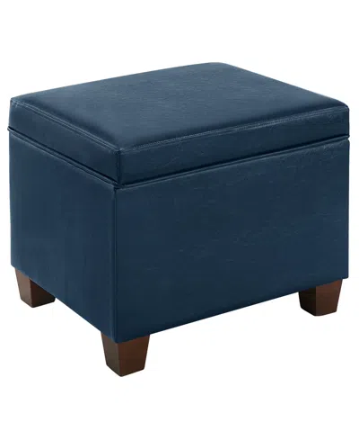Convenience Concepts 21.75" Faux Leather Madison Storage Ottoman In Blue Faux Leather