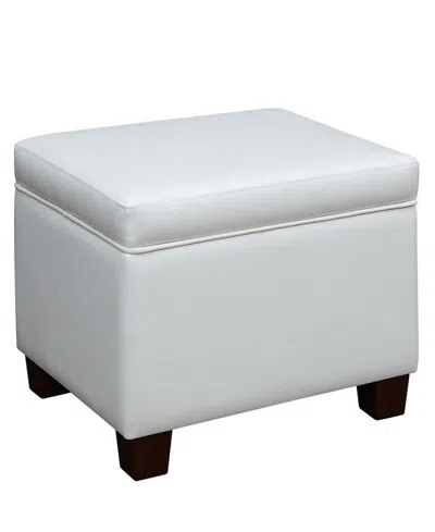 Convenience Concepts 21.75" Faux Leather Madison Storage Ottoman In Ivory Faux Leather