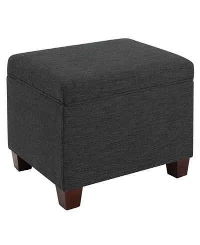 Convenience Concepts 21.75" Faux Linen Madison Storage Ottoman In Dark Charcoal Gray Fabric