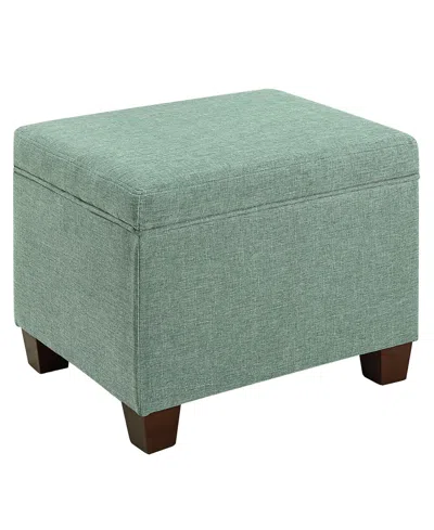 Convenience Concepts 21.75" Faux Linen Madison Storage Ottoman In Green Fabric