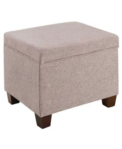 Convenience Concepts 21.75" Faux Linen Madison Storage Ottoman In Tan Fabric