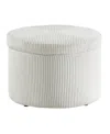 Convenience Concepts 22" Designs4comfort Round Corduroy Shoe Storage Ottoman With Reversible Tray Lid