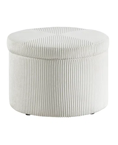 Convenience Concepts 22" Designs4comfort Round Corduroy Shoe Storage Ottoman With Reversible Tray Lid