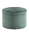 Convenience Concepts 22" Designs4comfort Round Corduroy Shoe Storage Ottoman With Reversible Tray Lid
