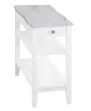 Convenience Concepts 23.5" Mdf Ah 1 Drawer Chairside End Table In White Faux Marble,white
