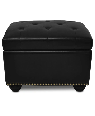 Convenience Concepts 24" Faux Leather 5th Avenue Storage Ottoman In Black Faux Leather