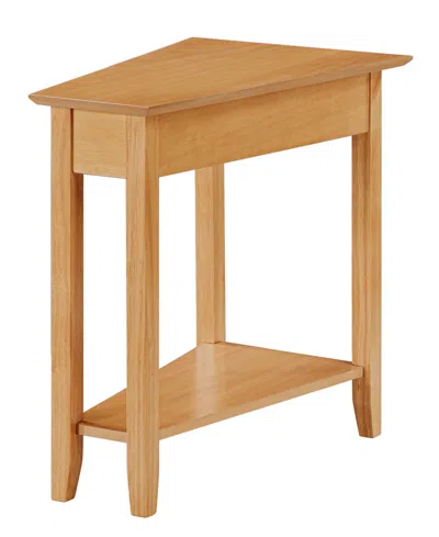 Convenience Concepts 24" Rubber Wood Ah Wedge End Table With Shelf In Brown