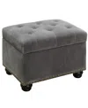 Convenience Concepts 24" Velvet 5th Avenue Storage Ottoman In Gray Velvet