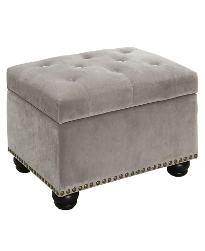 Convenience Concepts 24" Velvet 5th Avenue Storage Ottoman In Light Taupe Velvet