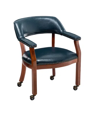 Convenience Concepts 26.25" Faux Leather Take A Seat Dillon Armchair With Wheels In Blue