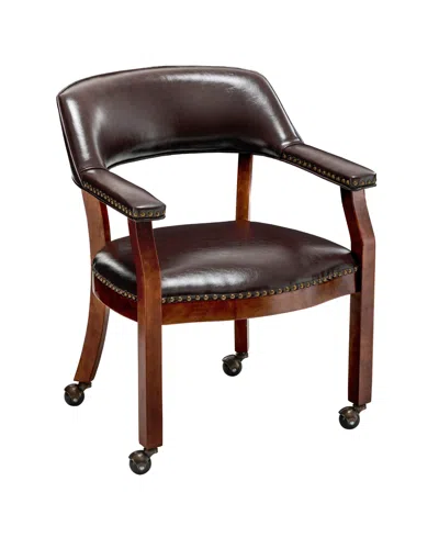 Convenience Concepts 26.25" Faux Leather Take A Seat Dillon Armchair With Wheels In Brown