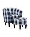 Convenience Concepts 26.25" Polyester Take A Seat Churchill Accent Chair With Ottoman In Blue