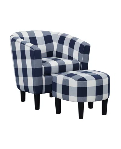 Convenience Concepts 26.25" Polyester Take A Seat Churchill Accent Chair With Ottoman In Blue