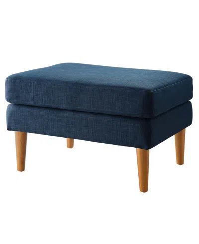 Convenience Concepts 27" Faux Linen Marlow Mid Century Ottoman In Dark Blue Linen