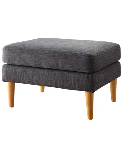 Convenience Concepts 27" Faux Linen Marlow Mid Century Ottoman In Dark Charcoal Gray Linen