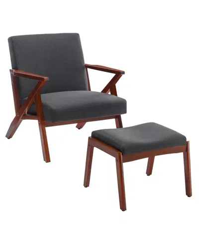 Convenience Concepts 28.5" Cliff Accent Lounge Armchair With Ottoman In Wirebrush Dark Gray