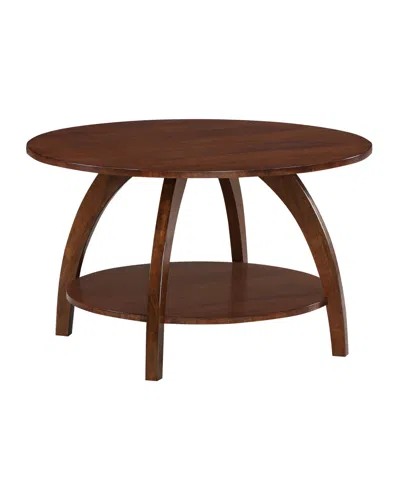 Convenience Concepts 30" Aldrin Rubberwood Round Coffee Table In Brown
