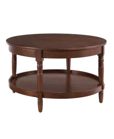 Convenience Concepts 30" Wood French Country Manor No Tools Round Coffee Table In Brown