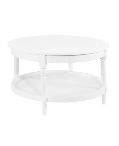 Convenience Concepts 30" Wood French Country Manor No Tools Round Coffee Table In White