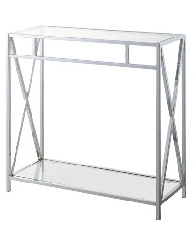 Convenience Concepts 31.5" Oxford Glass Hall Table With Shelf In Glass,chrome