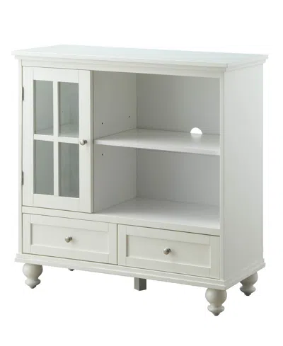 Convenience Concepts 36" Glass 2 Drawer Tv Stand With Storage In White