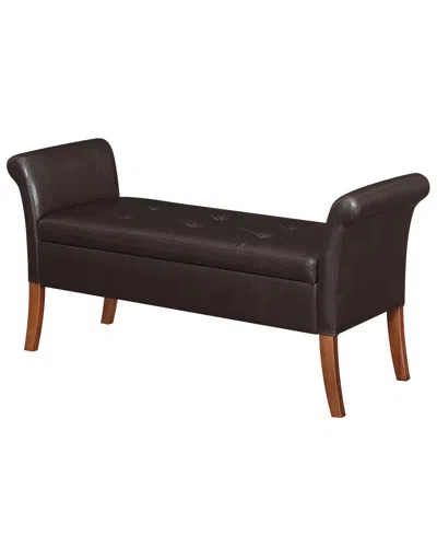Convenience Concepts 51.25" Faux Leather Garbo Storage Bench In Espresso Faux Leather