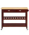 Convenience Concepts American Heritage 45" Wood 3 Tier Butcher Block Kitchen Cart In Mahogany,butcher Block