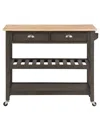 Convenience Concepts American Heritage 45" Wood 3 Tier Butcher Block Kitchen Cart In Wirebrush Dark Gray,butcher Block