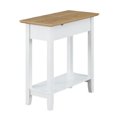 Convenience Concepts American Heritage Flip Top End Table With Charging Station, Driftwood/white