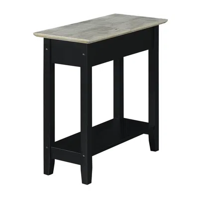Convenience Concepts American Heritage Flip Top End Table With Charging Station, Faux Birch/black