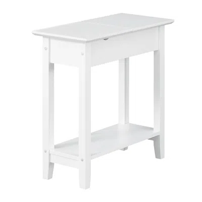 Convenience Concepts American Heritage Flip Top End Table With Charging Station, White