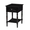 Convenience Concepts Country Oxford 1 Drawer End Table With Charging Station And Shelf, Black In Black