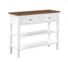 Convenience Concepts Country Oxford 2 Drawer Console Table With Shelves, Driftwood Top/white Frame In White