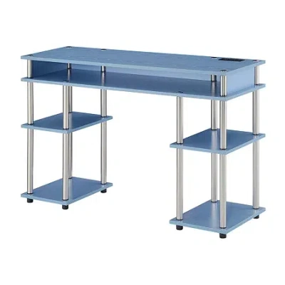 Convenience Concepts Designs 2 Go Desk With Charging Station In Blue