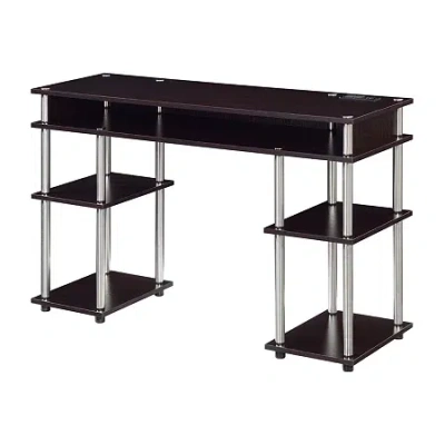 Convenience Concepts Designs 2 Go Desk With Charging Station In Brown