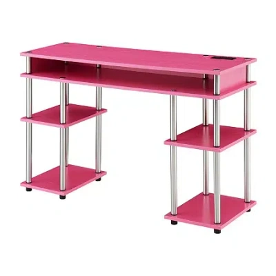 Convenience Concepts Designs 2 Go Desk With Charging Station In Pink