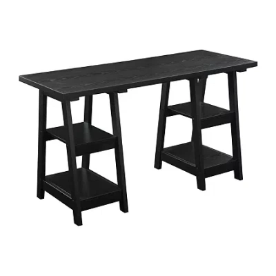 Convenience Concepts Designs 2 Go Double Trestle Desk In Black