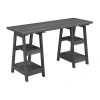 Convenience Concepts Designs 2 Go Double Trestle Desk In Gray