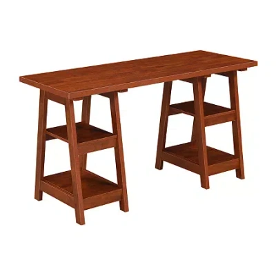Convenience Concepts Designs 2 Go Double Trestle Desk In Red