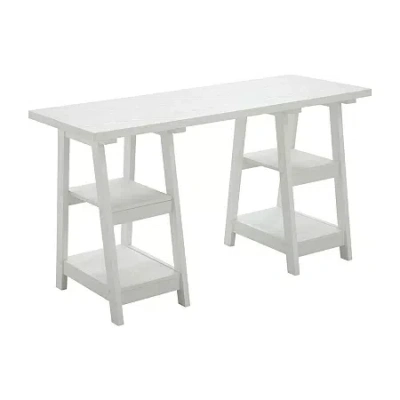 Convenience Concepts Designs 2 Go Double Trestle Desk In White