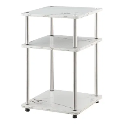 Convenience Concepts Designs2go No Tools 3 Tier End Table, Faux White Marble/chrome