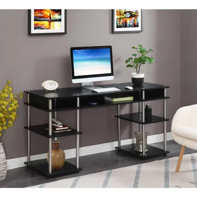 Convenience Concepts Designs2go No Tools 60 Inch Deluxe Student Desk With Shelves, Black