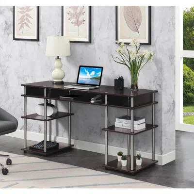 Convenience Concepts Designs2go No Tools 60 Inch Deluxe Student Desk With Shelves, Espresso