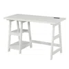 Convenience Concepts Designs2go Trestle Desk With Charging Station, White