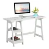 Convenience Concepts Designs2go Trestle Desk With Shelves, White Faux Marble/white