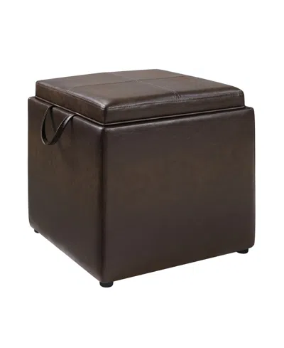Convenience Concepts Designs4comfort Park Avenue Single Ottoman With Stool And Reversible Tray In Brown