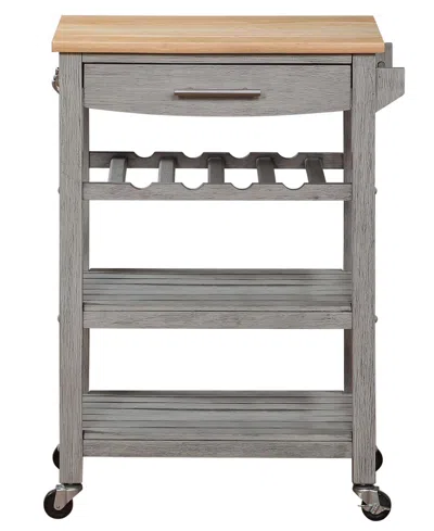 Convenience Concepts Ellaine 24.75" Wood Butcher Block Kitchen Cart In Wirebrush Light,butcher Block