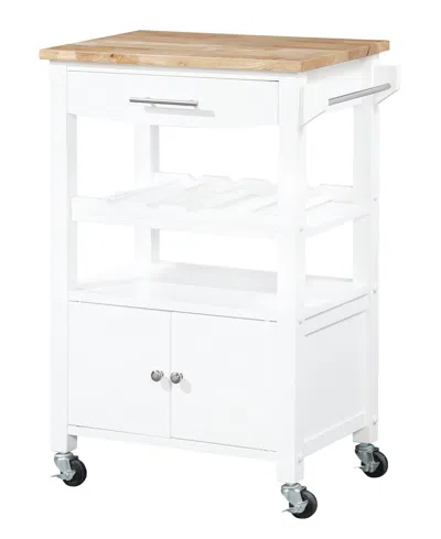 Convenience Concepts Ellaine Three-tier Rubberwood Butcher Block Kitchen Cart In White
