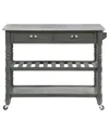 Convenience Concepts American Heritage 45" Medium Density Fiberboard (mdf) 3 Tier Stainless Steel Kitchen Cart In Wirebrush Dark,stainless Steel